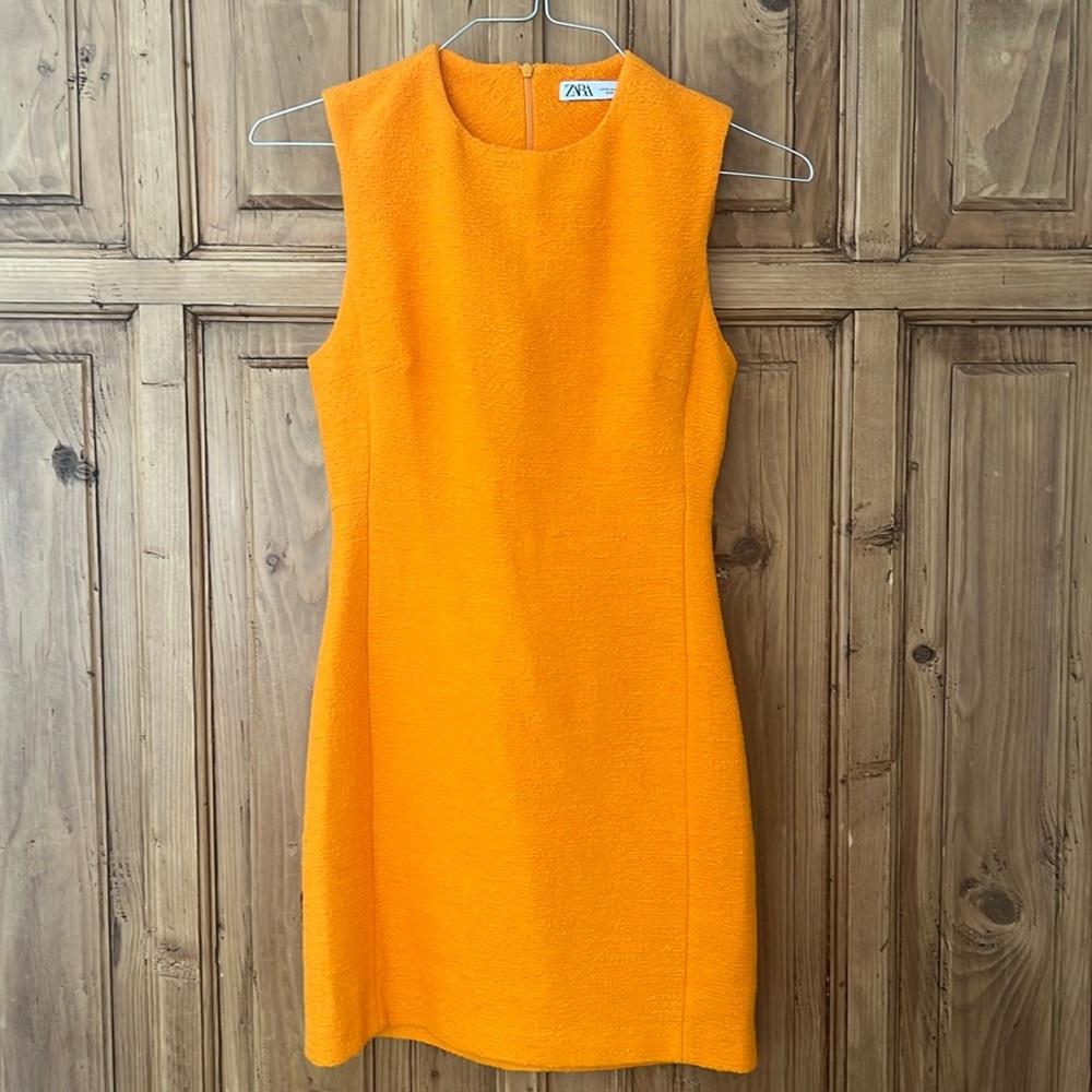 Zara orange tweed mini dress size XS